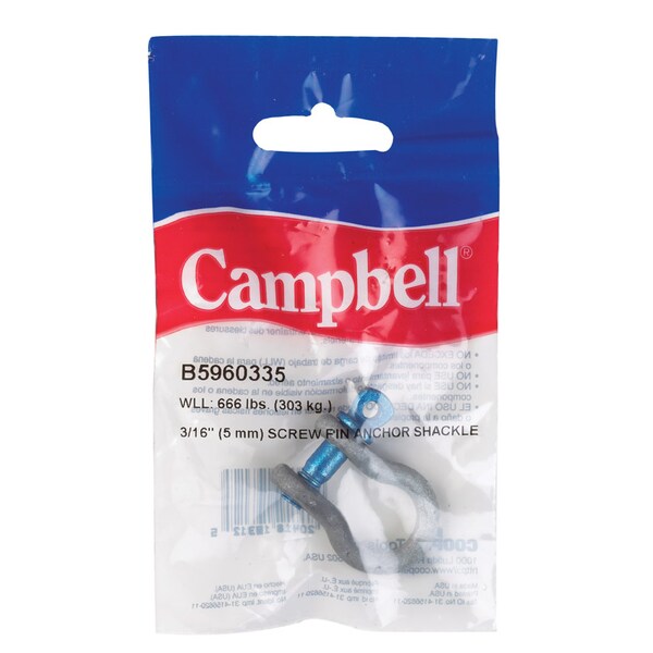 Campbell Chain & Fittings Campbell Galvanized Forged Carbon Steel Anchor Shackle 666 lb T9640335 - main
